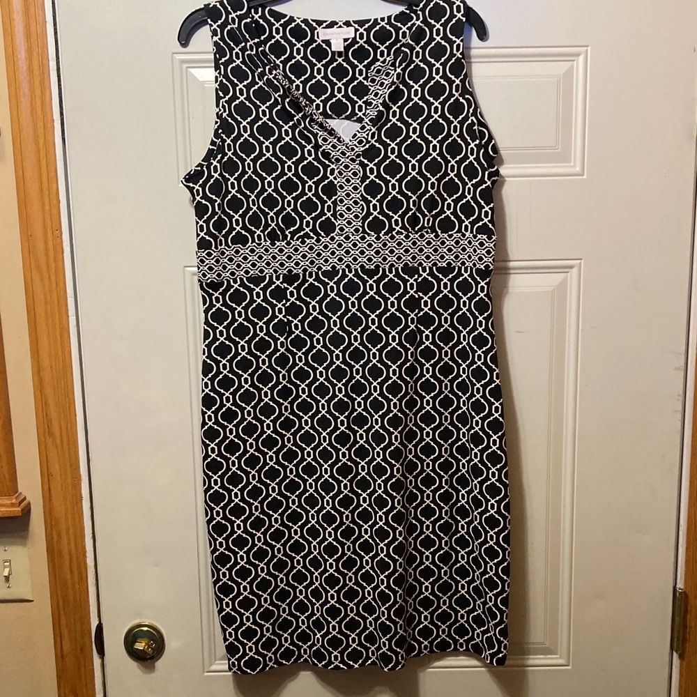 Black‎ and White Geometric Pattern Dress L